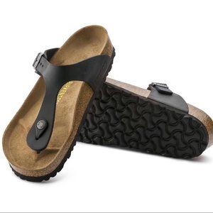 Birkenstock’s GIZEH Thong Leather Sandal Authentic Black Regular Fit NEW